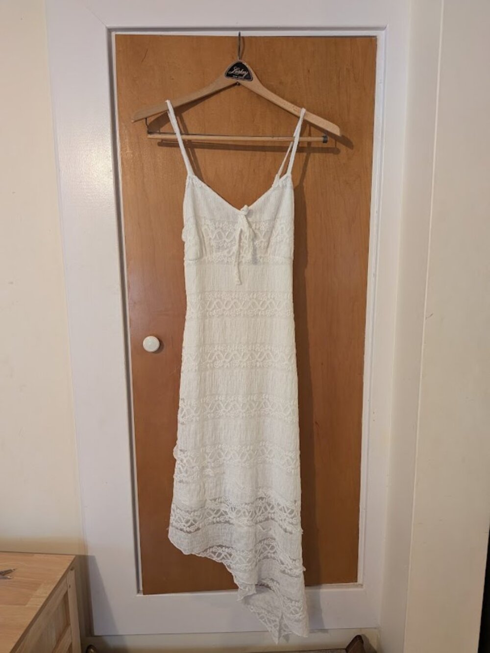 No Comment Ivory Lace V-Neck Asymmetrical Sundress Size M